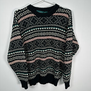 Vintage Cricketeer Black Checkered Pattern Crewneck‎ Sweater Small